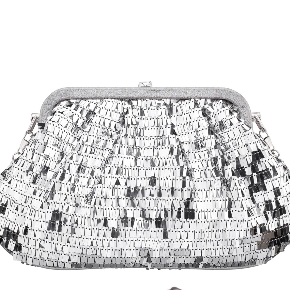 Nina June silver sequin clutch